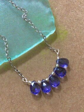 Champagne Zircon Sundance Charm silver necklace tanzanite tone quartz